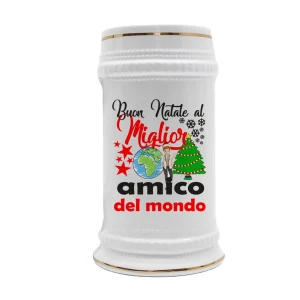 Boccale Amico – Regalo Natale Amico – Buon Natale al Miglior Amico del Mondo – Regali Amico – Boccale Ceramica Amico – Idee Regalo Amico – Regalo Amico Natale