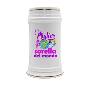 Boccale Sorella – Compleanno Sorella – Miglior Sorella del Mondo – Regali Sorella – Boccale in Ceramica Sorella – Idea Regalo Sorella – Regalo Compleanno Sorella