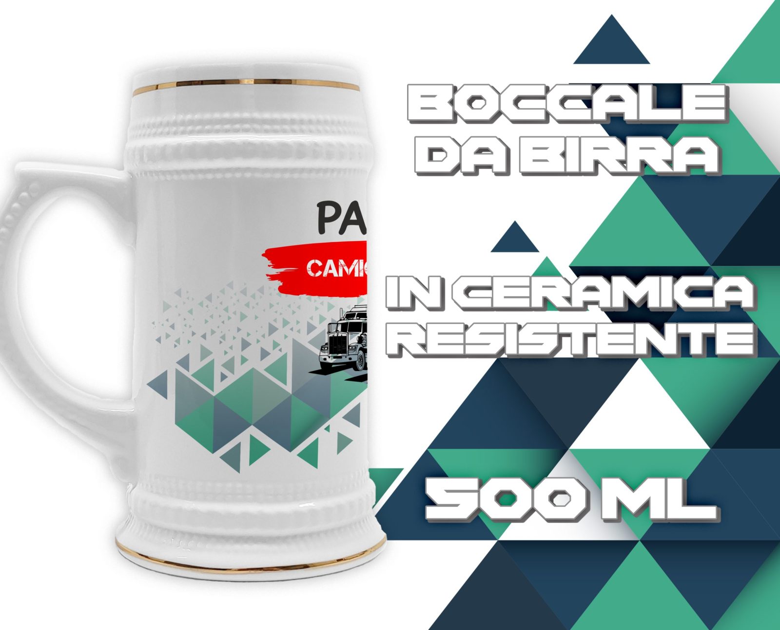 Boccale in ceramica Papà Camionista – Festa del Papà – Idea Regalo Papà Camionista – Boccale Papà – Idea Regalo Papà – Regalo Compleanno Papà – Gadget Camionista - immagine 3