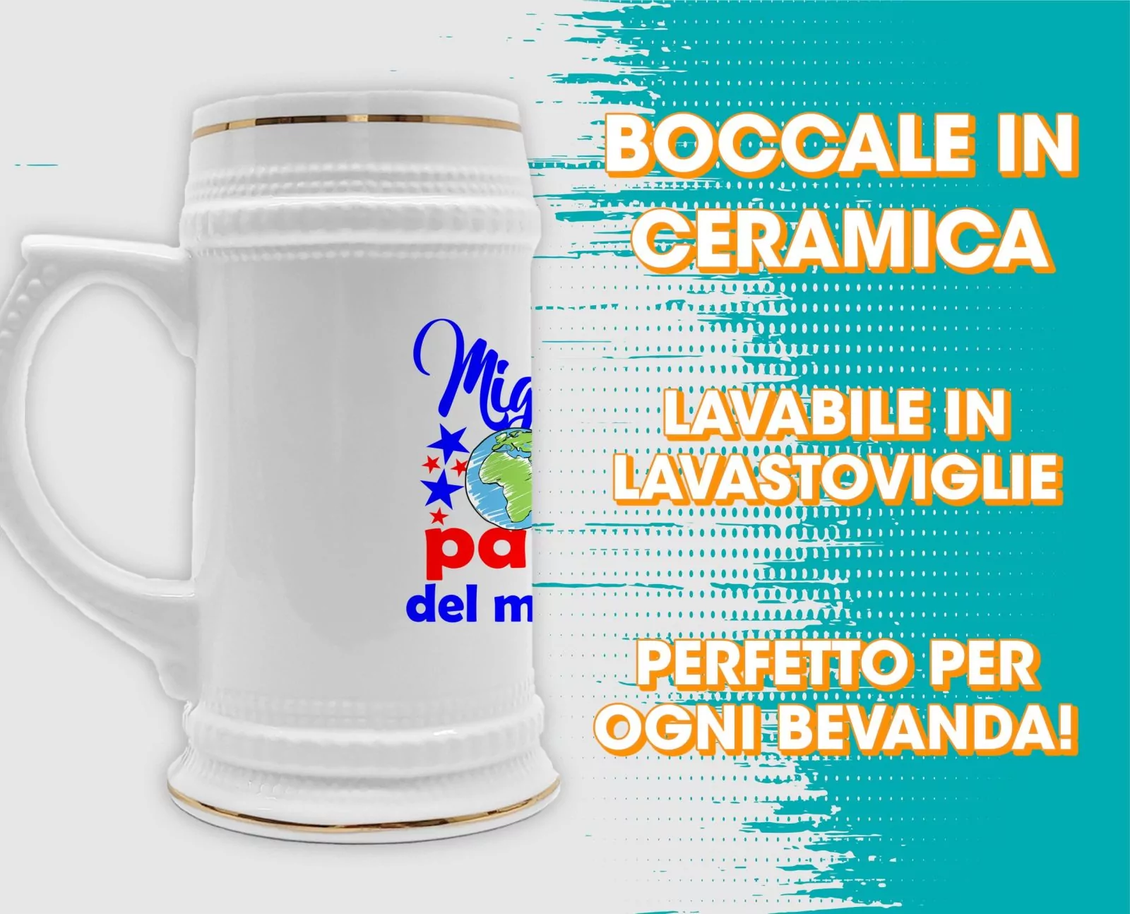 Boccale Papà – Compleanno Papà – Miglior Papà del Mondo – Regali Papà – Boccale Ceramica Papà – Idee Regalo Papà – Regalo Papà Compleanno - immagine 3