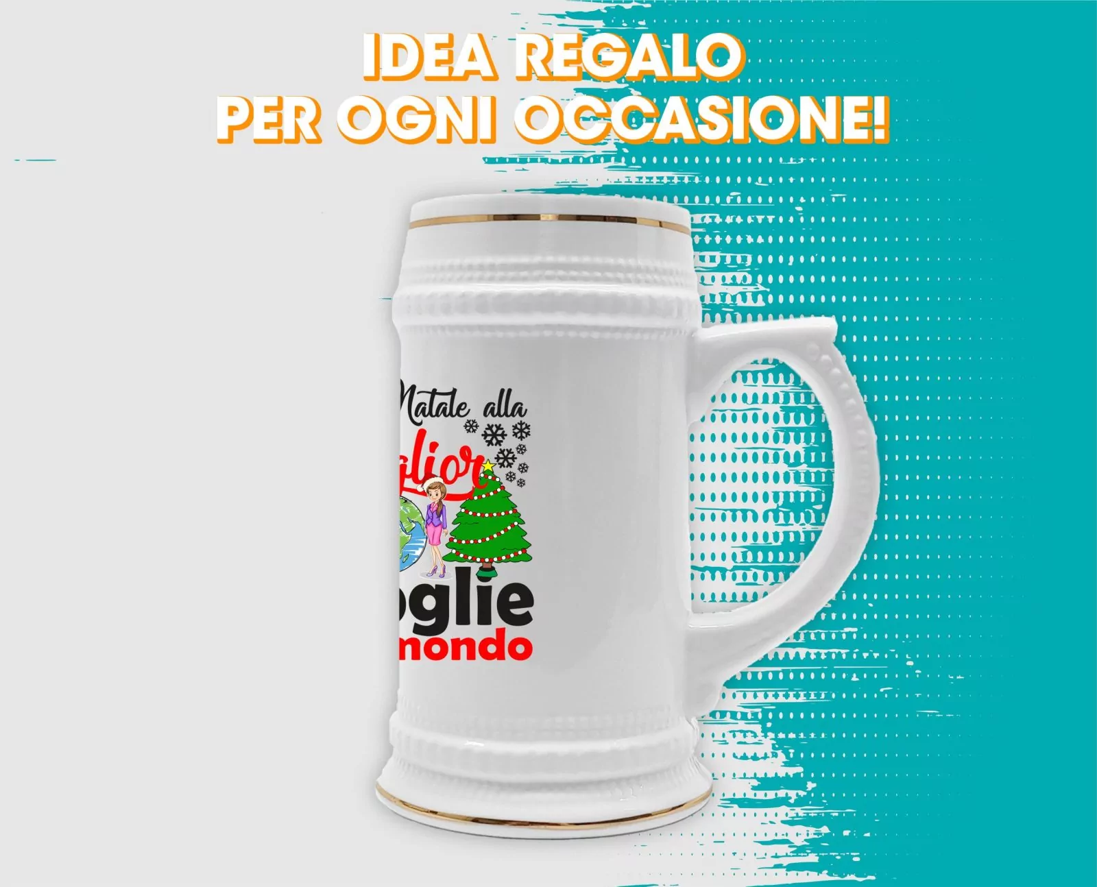 Boccale Moglie – Buon Natale alla Miglior Moglie del Mondo – Regali Moglie – Boccale in Ceramica Moglie – Idea Regalo Moglie – Boccale Natale Moglie – Regalo Natale Moglie - immagine 4