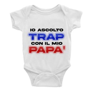 Body Neonato Trap – Io ascolto Trap insieme a mio Fratello – Idea Regalo Body Neonato – Body Neonato Musica – Bambino Trap – Idea Regalo