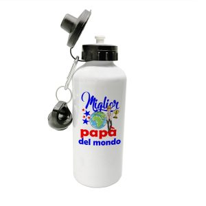 Borraccia Papà – Compleanno Papà – Miglior Papà del Mondo – Idee Regalo Papà – Borraccia in Alluminio Papà – Idea Regalo Papà – Regalo Compleanno Papà