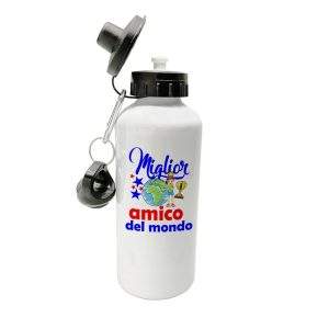 Borraccia Amico – Compleanno Amico – Miglior Amico del Mondo – Idee Regalo Amico – Borraccia in Alluminio Amico – Idea Regalo Amico – Regalo Compleanno Amico