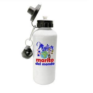 Borraccia Marito – Compleanno Marito – Miglior Marito del Mondo – Idee Regalo Marito – Borraccia in Alluminio Marito – Idea Regalo Marito – Regalo Compleanno Marito