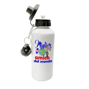 Borraccia Amico – Compleanno Amico – Miglior Amico del Mondo – Regali Amico – Borraccia Alluminio Amico – Idee Regalo Amico – Regalo Amico Compleanno