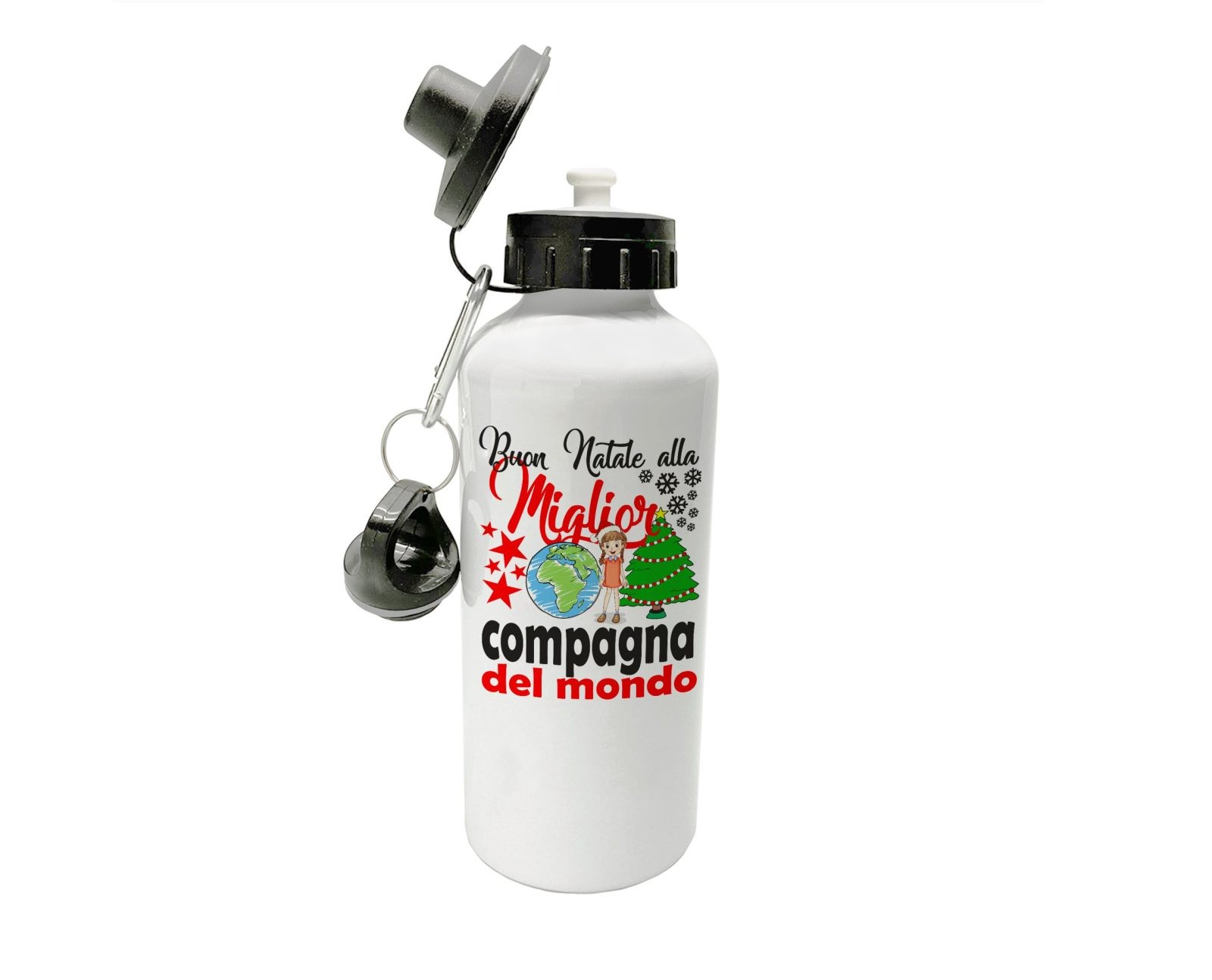 Borraccia Compagna – Buon Natale alla Miglior Compagna del Mondo – Regali Compagna – Borraccia Alluminio Compagna – Idea Regalo Compagna – Borraccia Natale Compagna – Regalo Natale Compagna