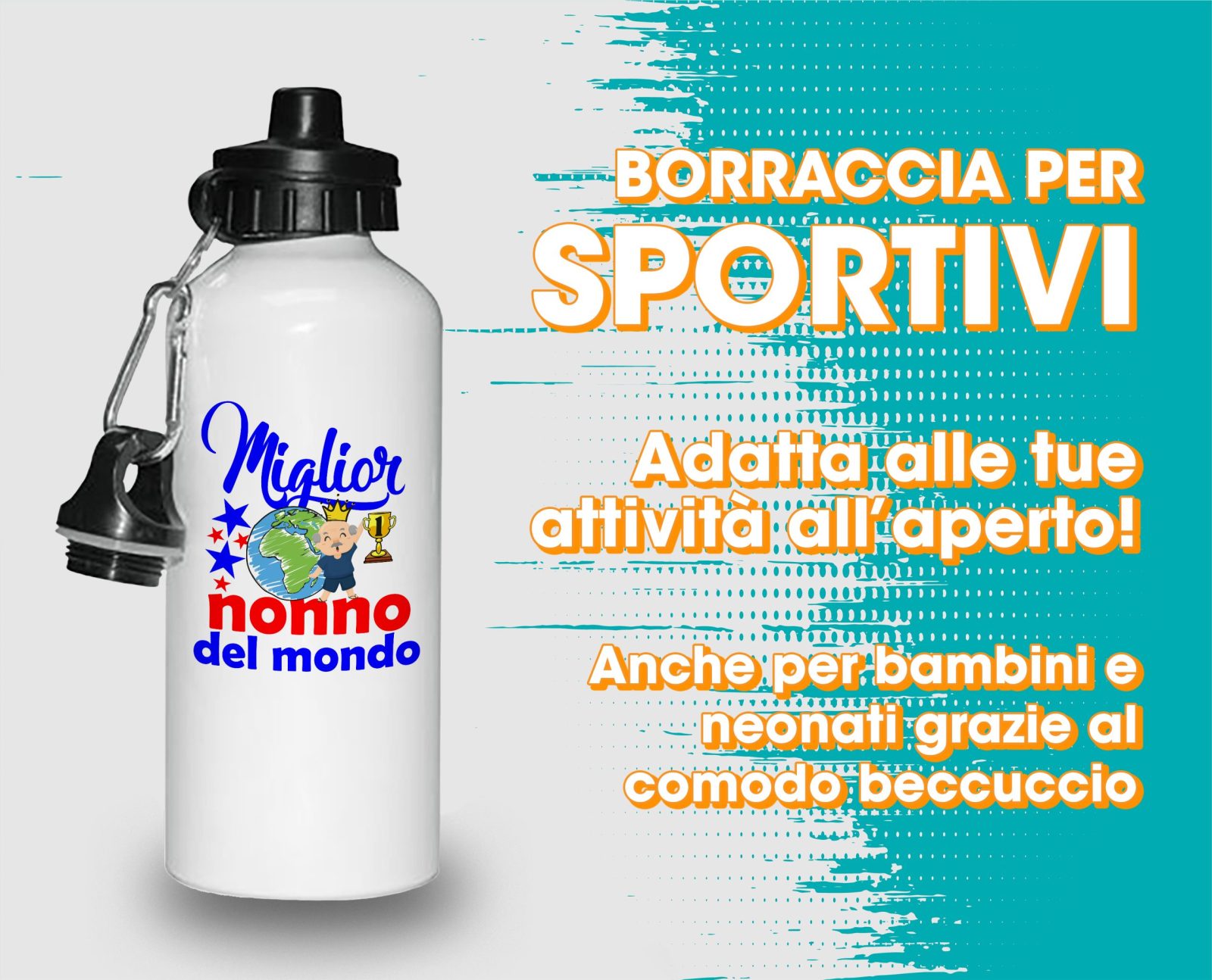 Borraccia Nonno – Compleanno Nonno – Miglior Nonno del Mondo – Idee Regalo Nonno – Borraccia in Alluminio Nonno – Idea Regalo Nonno – Regalo Compleanno Nonno - immagine 3