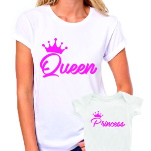 Coppia T-Shirt e Body Madre Figlia Festa della Mamma Queen & Princess – t shirt mamma figlia – idea regalo