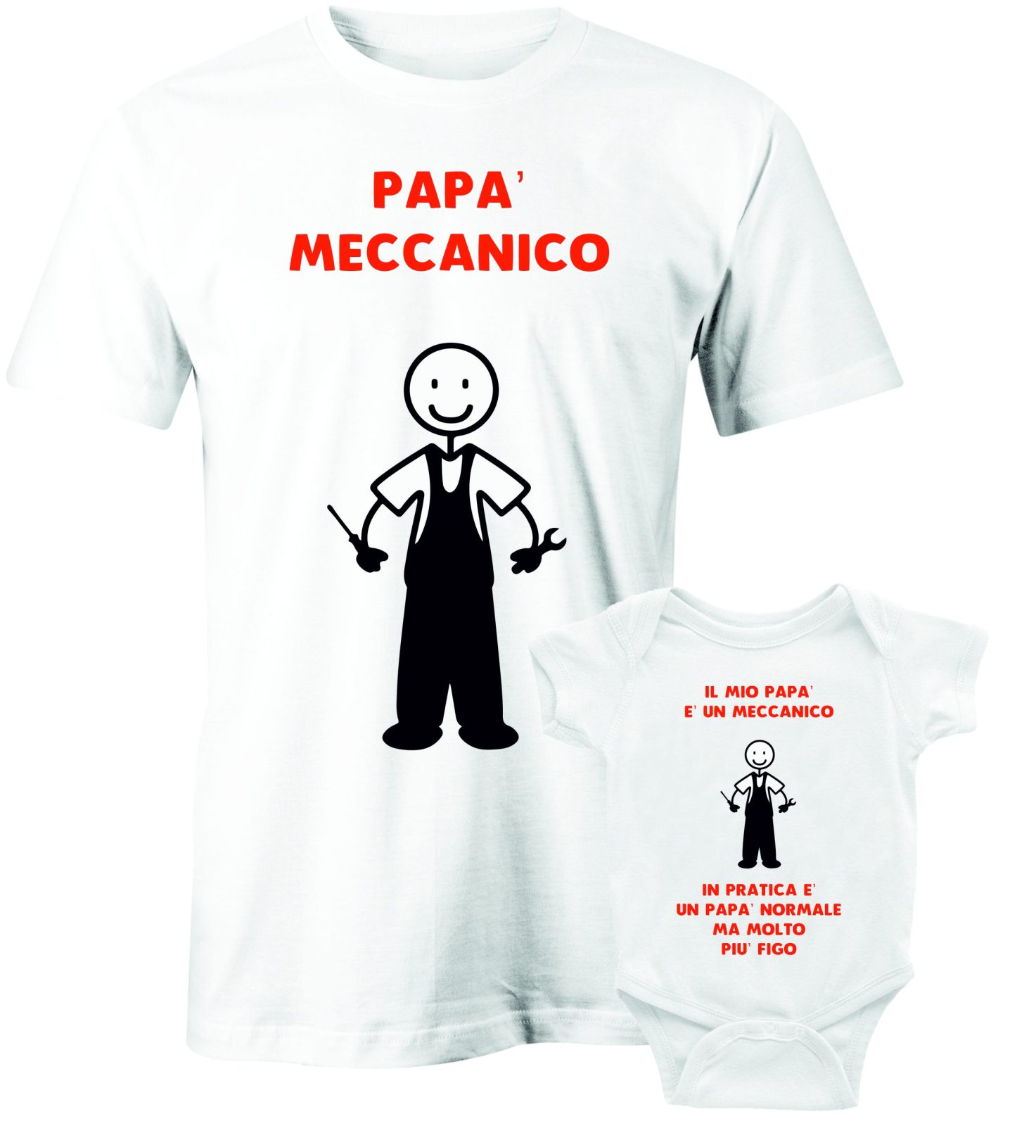 Coppia T-shirt e Body Padre Figlio Festa del Papà – Il Mio Papà è uno Chef – In Pratica un Papà normale, ma molto più figo – idea regalo