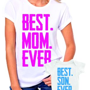 Coppia T-Shirt e Body Madre Figlio Festa della Mamma Best Mom/Son Ever – t shirt mamma figlio – idea regalo – in cotone