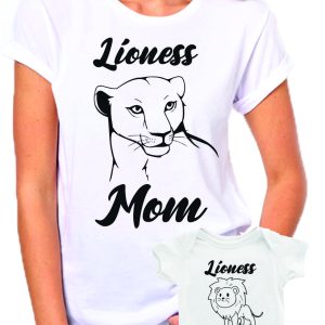 Coppia T-Shirt e Body Madre Figlia Festa della Mamma Lioness Mom, Lioness Baby – t shirt mamma figlia – idea regalo