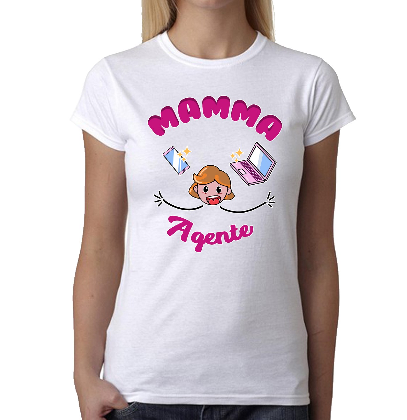 Maglietta Festa della Mamma – Mamma Agente – Tshirt Mamma – Maglietta Agente – Magliette Mamma – Regalo Mamma – Idea Regalo Mamma - immagine 2