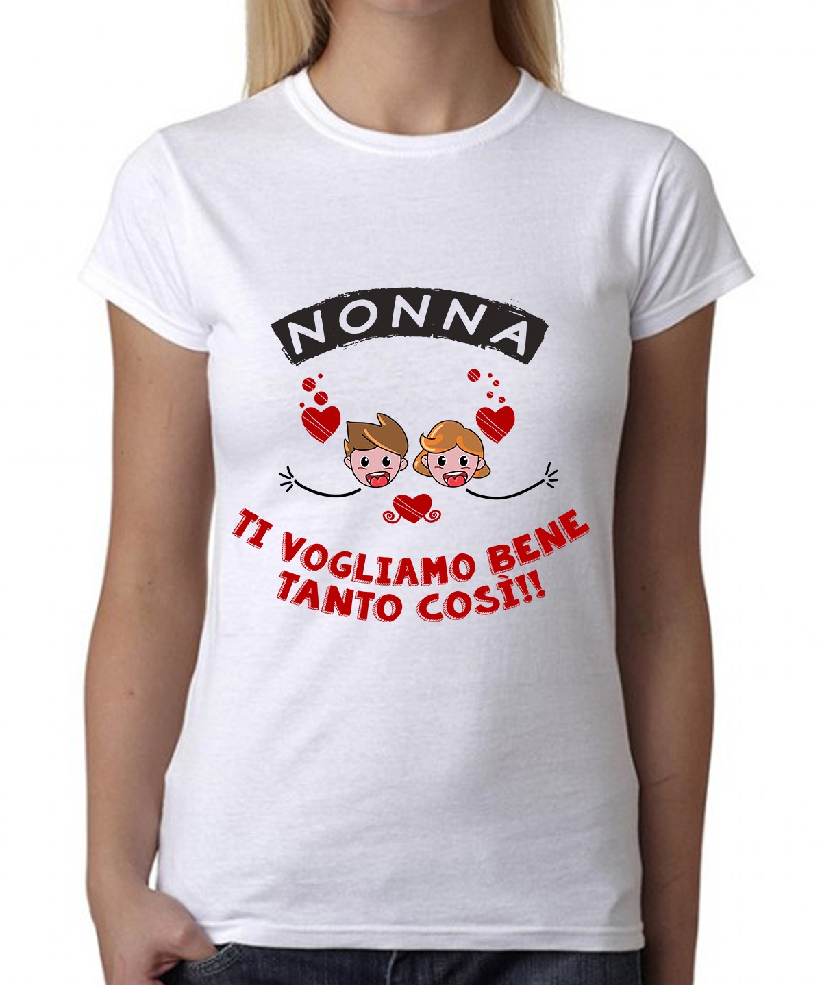 Maglietta Nonna – Maschietto e Femminuccia Nonna Ti Vogliamo Bene Tanto Così – Regalo Nonna da Nipoti – Festa dei Nonni – Festa della Nonna – Idea Regalo Nonna Originale