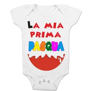 Body Neonato Pasqua – La mia Prima Pasqua – Manica Corta – Maschietto – Femminuccia – Idea Regalo