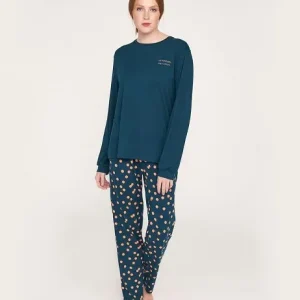 Muydemi Pigiama Donna a girocollo e pantalone a pois