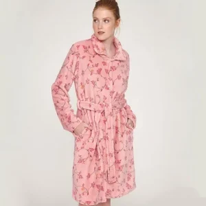 Muydemi Vestaglia in Coral con colletto collegiale