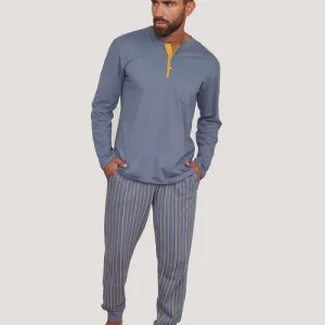 Muydemi Pigiama Uomo a maglina con collo serafino