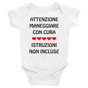 Body Neonato Divertenti – Attenzione maneggiare con cura Istruzioni non incluse – Body Neonato – Body Neonato Simpatici – Idea Regalo Neonato