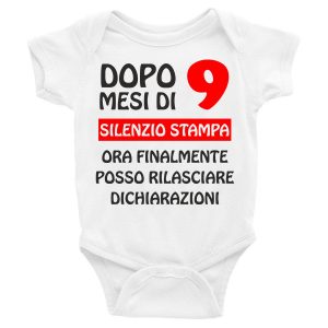 Body Neonato Divertenti – Dopo 9 mesi di silenzio stampa posso rilasciare dichiarazioni – Rosso – Body Neonato – Body Neonato Simpatici – Idea Regalo Neonato