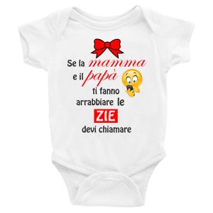 Body Neonato Divertenti – Maschietto Se la Mamma e il Papà ti fanno arrabbiare le Zie devi chiamare – Body Neonato Zia – Body Neonato Simpatici – Idea Regalo Neonato