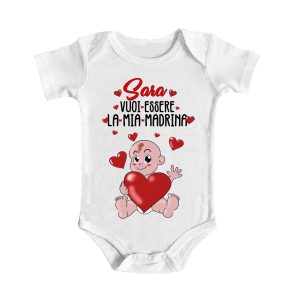 Body da neonato Personalizzabile Madrina – [NOME] Vuoi essere la mia Madrina? – Pagliaccetto – Battesimo – idea regalo