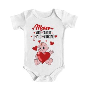 Body da neonato Personalizzabile Padrino – [NOME] Vuoi essere il mio Padrino? – Pagliaccetto – Battesimo – idea regalo
