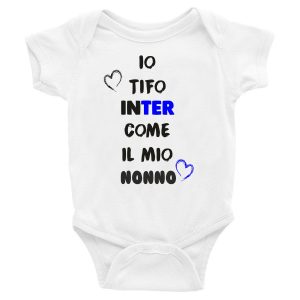 Body Neonato Divertenti – Io tifo Nerazzurro come il mio Nonno – Body Neonato Nonni – Body Neonato Simpatici – Idea Regalo Neonato