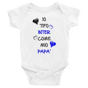 Body Neonato Divertenti – Io tifo Nerazzurro come  mio Papà – Body Neonato Festa del Papà – Body Neonato Simpatici – Idea Regalo Neonato
