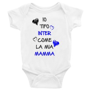 Body Neonato Divertenti – Io tifo Nerazzurro come  la mia Mamma – Body Neonato – Body Neonato Simpatici – Idea Regalo Neonato