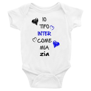 Body Neonato Divertenti – Io tifo Nerazzurro come  mia Zia – Body Neonato Zia – Body Neonato Simpatici – Idea Regalo Neonato