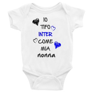 Body Neonato Divertenti – Io tifo Nerazzurro come  mia Nonna – Body Neonato Nonni – Body Neonato Simpatici – Idea Regalo Neonato