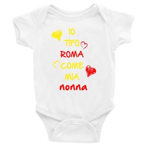 Body Neonato Divertenti – Io tifo Giallorosso come la mia Nonna – Body Neonato Nonni – Body Neonato Simpatici – Idea Regalo Neonato