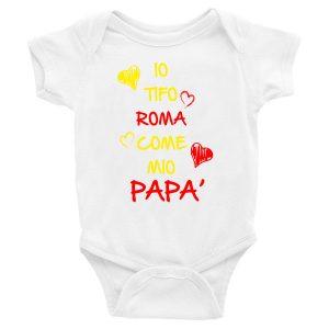 Body Neonato Divertenti – Io tifo Giallorosso come mio Papà – Body Neonato Festa del Papà – Body Neonato Simpatici – Idea Regalo Neonato