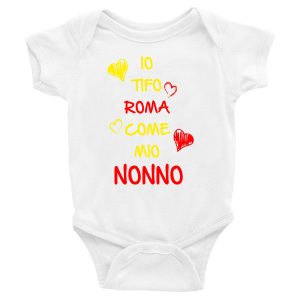 Body Neonato Divertenti – Io tifo Giallorosso come mio Nonno – Body Neonato Nonni – Body Neonato Simpatici – Idea Regalo Neonato