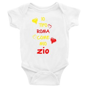 Body Neonato Divertenti – Io tifo Giallorosso come mio Zio – Body Neonato Zio – Body Neonato Simpatici – Idea Regalo Neonato