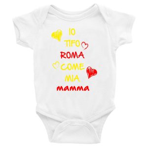 Body Neonato Divertenti – Io tifo Giallorosso come mia Mamma – Body Neonato – Body Neonato Simpatici – Idea Regalo Neonato