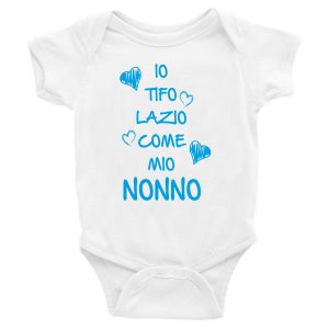 Body Neonato Divertenti – Io tifo Biancoceleste come mio Nonno – Body Neonato Nonni – Body Neonato Simpatici – Idea Regalo Neonato