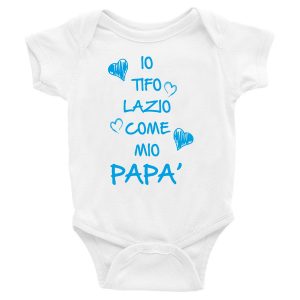 Body Neonato Divertenti – Io tifo Biancoceleste come mio Papà – Body Neonato Festa del Papà – Body Neonato Simpatici – Idea Regalo Neonato