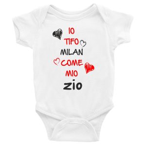 Body Neonato Divertenti – Io tifo Rossonero come mio Zio – Body Neonato Zio – Body Neonato Simpatici – Idea Regalo Neonato