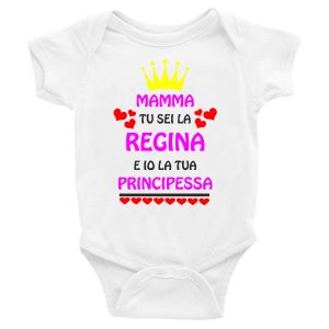 Body Neonato Divertenti – Femminuccia Mamma tu sei la Regina e io la tua Principessa – Body Neonato – Body Neonato Simpatici – Idea Regalo Neonato