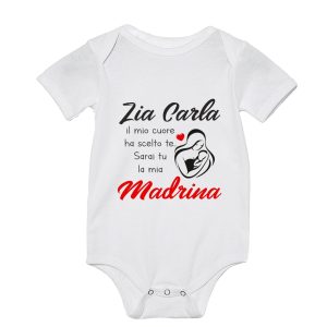 Body Neonato Madrina [NOME PERSONALIZZABILE] – Il mio cuore ha scelto te, sarai tu la mia Madrina – Body Neonato Personalizzabile – Idea Regalo