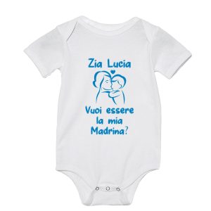 Body Neonato Personalizzabile – Maschietto [NOME PERSONALIZZATO] vuoi essere la mia Madrina? – Idea Regalo