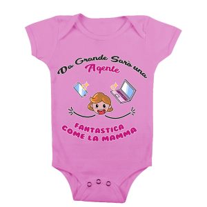 Body Neonato Festa della Mamma – Da grande sarò una Agente come la mia Mamma – Agente – Body Neonato Mamma – Body Neonato Mestieri  – Idea Regalo Mamma