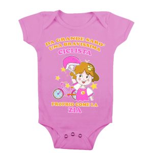 Body Neonata Zia – Da Grande Sarò una Bravissima Ciclista Come la Mamma – Body Neonato Sport – Body Neonato Ciclista – Body Neonata Zia Divertenti