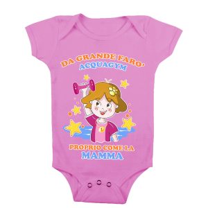 Body Neonato Festa della Mamma – Da Grande Farò Acquagym Proprio Come la Mamma – Body Neonato Sport – Body Neonato Acquagym – Body Neonato Mamma