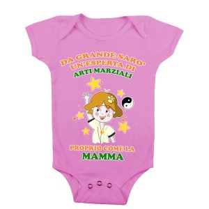 Body Neonato Festa della Mamma – Da Grande Sarò un’esperta di Arti Marziali Proprio Come la Mamma – Body Neonato Sport – Body Neonato Karateca – Body Neonato Mamma