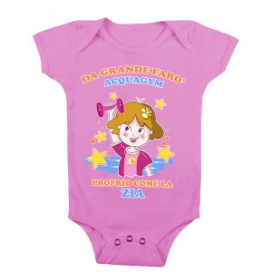 Body Neonata Zia – Da Grande Farò Acquagym Proprio come la Zia – Body Neonato Sport – Body Neonato Acquagym – Body Neonata Zia Divertenti