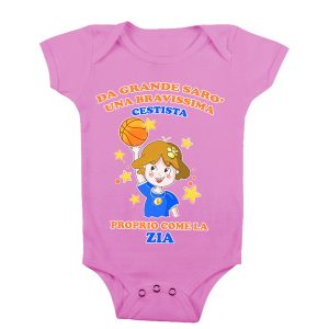 Body Neonata Zia – Da Grande Sarò una Bravissima Cestista Come la Mamma – Body Neonato Sport – Body Neonato Basket – Body Neonata Zia Divertenti