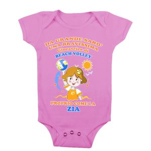 Body Neonata Zia – Da Grande Sarò una Bravissima Giocatrice di Beach Volley Come la Mamma – Body Neonato Sport – Body Neonato Beach Volley – Idea Regalo